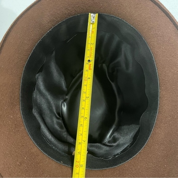 Unisex Vintage wool fedora with multi colored feathers and satin ribbon trim S/M - Picture 10 of 10